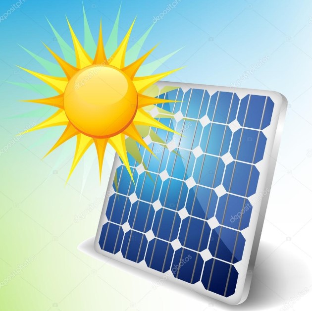 panel solar y el sol